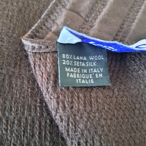 KENZO Homme Italy Luxurious Reversible Wool Backed Silk Scarf Chocolate 60"x13" - Picture 7 of 15